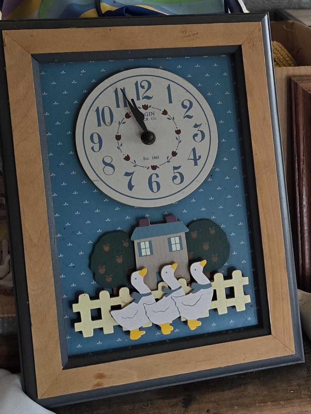 Elgin Blue Farmhouse Duck Wall Clock Décor